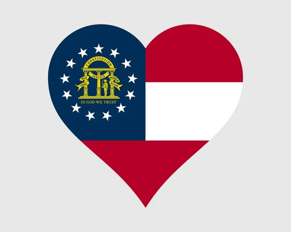 Georgia Usa Herz Flagge Love Shape State Flag Georgien Vereinigte — Stockvektor