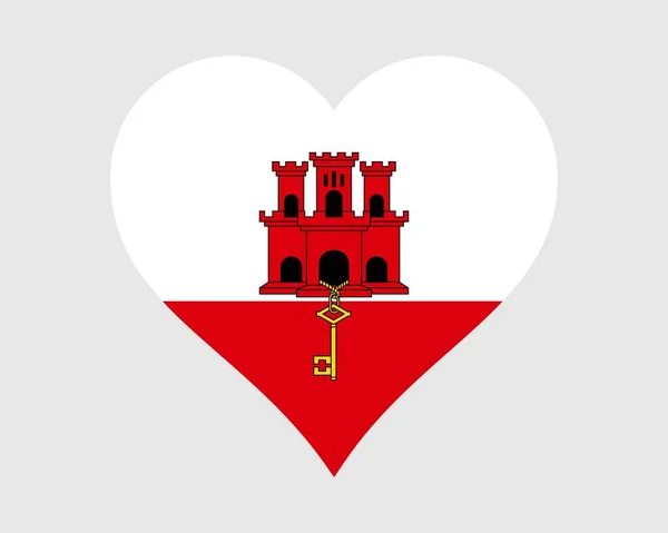 Gibraltar Heart Flag Gibraltarian Love Shape Flag British Overseas Territory — Stock Vector