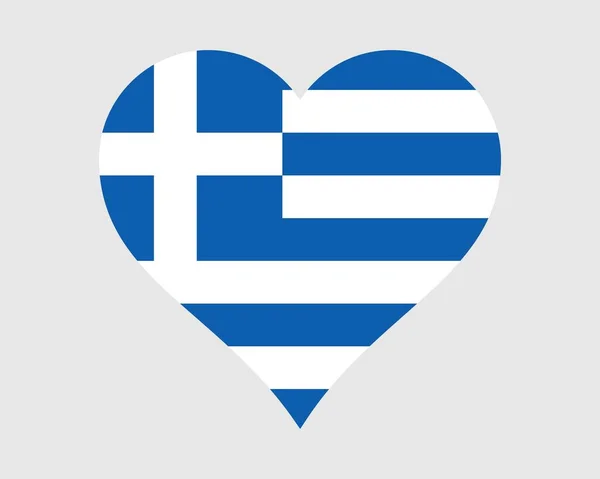 Grecka Flaga Serca Grecki Love Shape Kraj Flaga Narodowa Symbol — Wektor stockowy