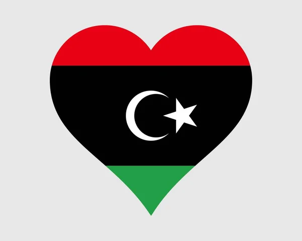 Libya Heart Flag Libyan Love Shape Country Nation National Flag — Stock Vector
