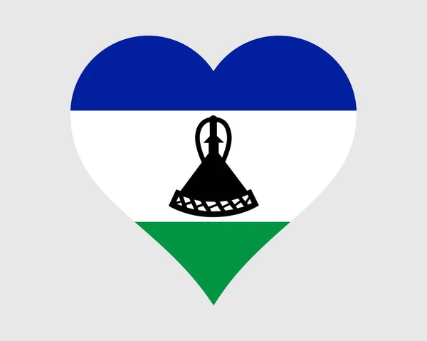 Bandeira Coração Lesoto Mosotho Basotho Love Shape País Nação Bandeira — Vetor de Stock