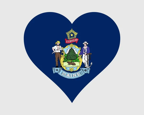 Maine Usa Heart Flag Jag Älskar Shape State Flag Maine — Stock vektor