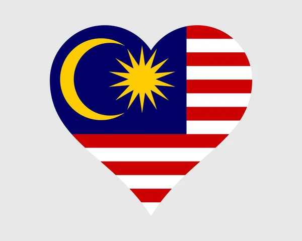 Bandera Del Corazón Malasia Malaysian Love Shape Country Nation National — Vector de stock