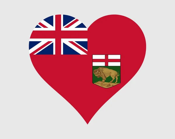 Bandeira Coração Manitoba Canadá Bandeira Província Canadian Love Shape Banner — Vetor de Stock
