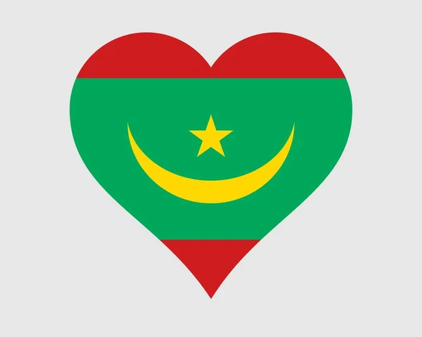 Flaga Serca Mauretanii Mauretański Love Shape Kraj Flaga Narodowa Islamska — Wektor stockowy