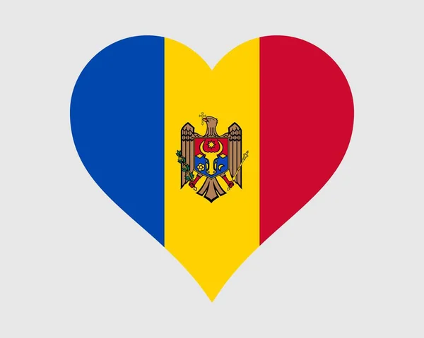 Moldawien Herz Flagge Moldawische Liebe Shape Country Nation Nationalflagge Republik — Stockvektor
