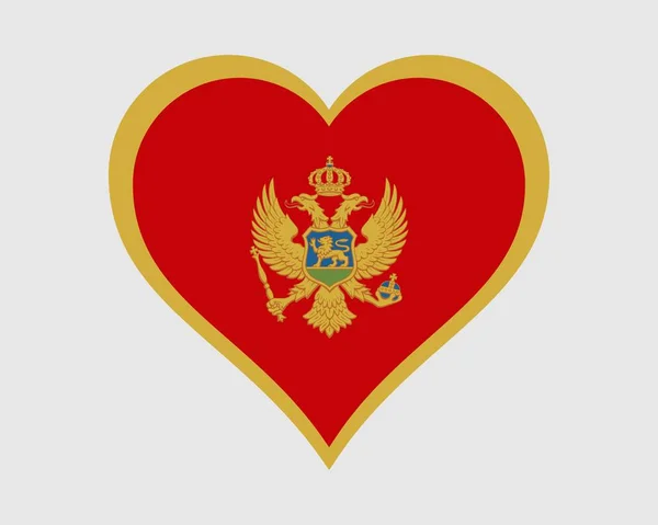 Montenegro Heart Flag Montenegros Kärlek Form Land Nation Nationell Flagga — Stock vektor