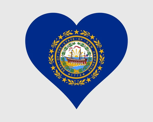 New Hampshire Usa Hjärtflagga Love Shape State Flag Granite State — Stock vektor