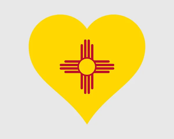 ニューメキシコアメリカハートフラッグ Love Shape State Flag アメリカの新しいメキシコアメリカ合衆国バナーアイコン記号クリッパー Epsベクトルイラスト — ストックベクタ