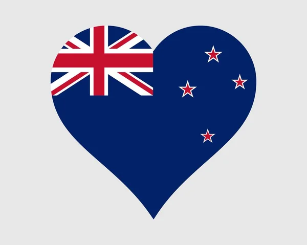 Bandera Del Corazón Nueva Zelanda Kiwi Love Shape País Nación — Archivo Imágenes Vectoriales