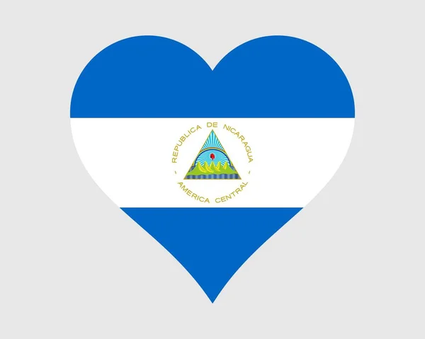 ニカラグアのハートフラッグ ニカラグアの愛の形国国旗 ニカラグア共和国バナーアイコン記号 Epsベクトルイラスト — ストックベクタ