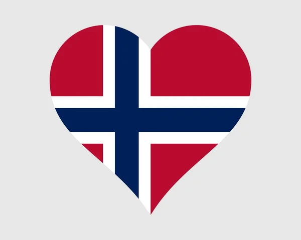 Bandeira Coração Noruega Norwegian Love Shape Country Nation Bandeira Nacional — Vetor de Stock