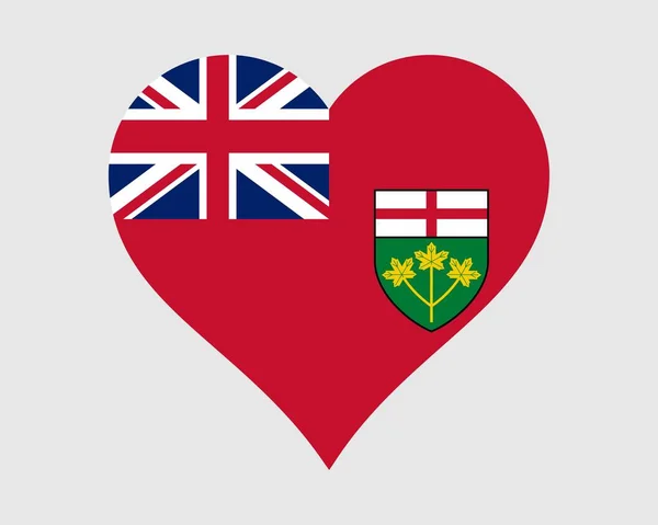 Ontario Canada Hart Vlag Canadese Liefde Vorm Provincie Vlag Ontarian — Stockvector