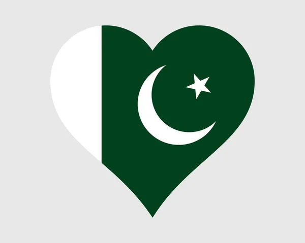 巴基斯坦心旗 巴基斯坦爱心塑形国家国旗 巴基斯坦伊斯兰共和国横幅图标符号 Eps病媒说明 — 图库矢量图片