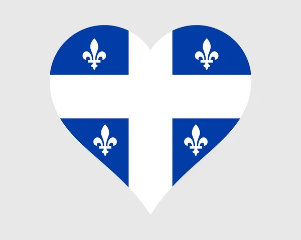 Bandera Del Corazón Quebec Canadá Bandera Provincia Canadiense Forma Amor — Archivo Imágenes Vectoriales