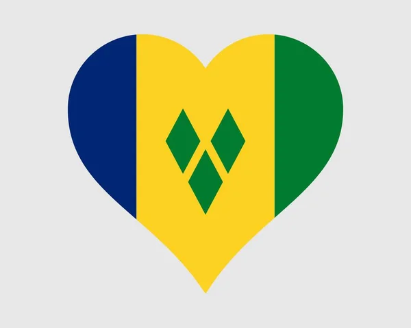 São Vicente Granadinas Bandeira Coração Vincentian Love Shape Country Nation — Vetor de Stock