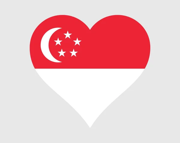 Bandera Del Corazón Singapur Singapurense Love Shape Country Nation National — Archivo Imágenes Vectoriales