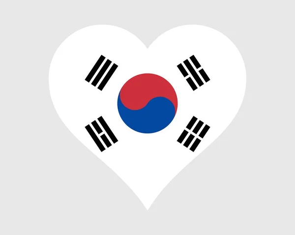 Dél Korea Szívzászló Koreai Szerelem Alakzat Ország Nemzeti Zászló Koreai — Stock Vector