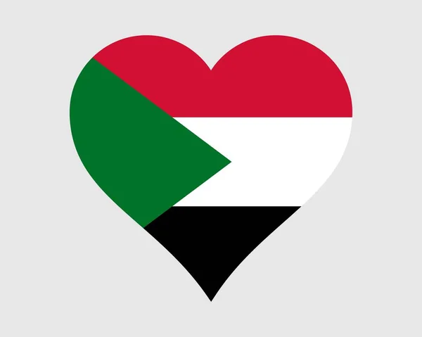 Sudan Heart Flag Sudanese Love Shape Country Nation National Flag — Stock Vector