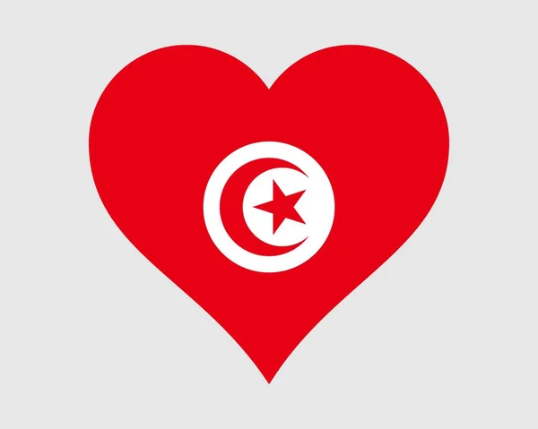 Tunisie Drapeau Cœur Drapeau National Nation Tunisienne Love Shape Country — Image vectorielle