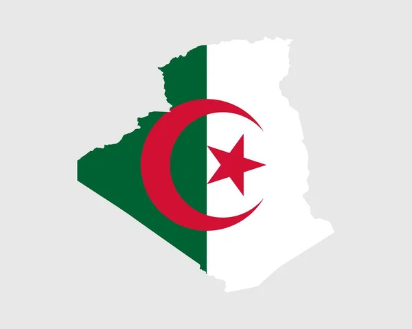 アルジェリアの地図旗 アルジェリアの国旗が白地に孤立したアルジェリアの地図 ベクターイラスト — ストックベクタ