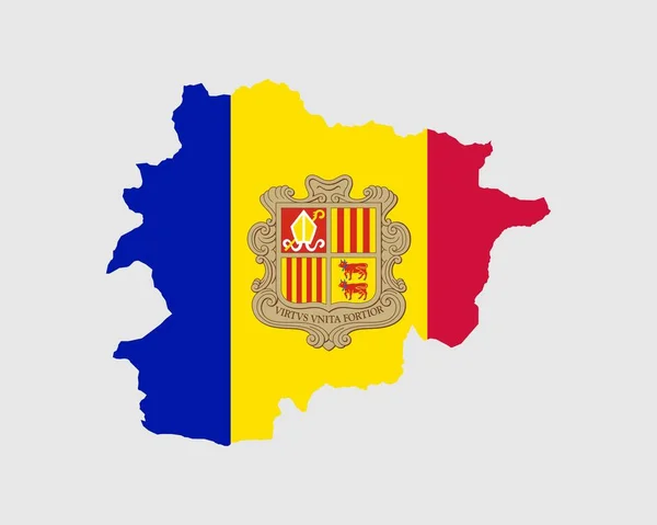 Andorra Karta Flagga Karta Över Andorra Med Andorras Nationella Flagga — Stock vektor