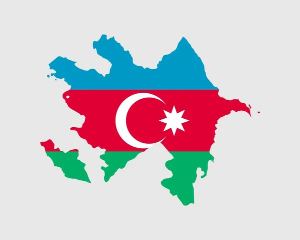 Azerbaycan Harita Bayrağı Azerbaycan Bayrağıyla Birlikte Azerbaycan Haritası Vektör Illüstrasyonu — Stok Vektör
