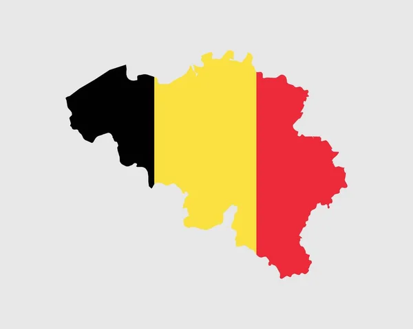 Флаг Бельгии Карте Карта Бельгии Флагом Бельгии Векторная Иллюстрация — стоковый вектор