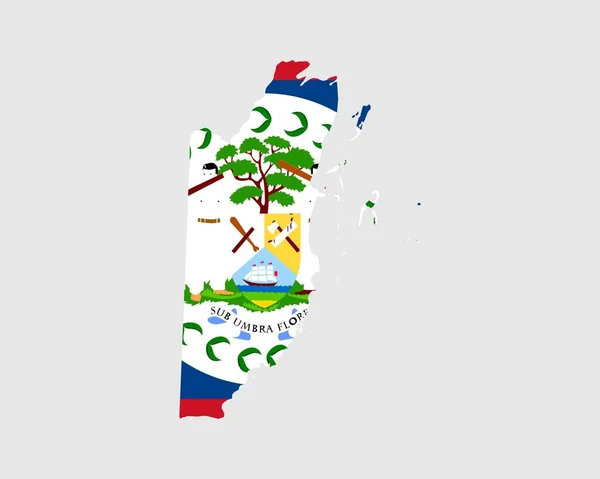 Belize Map Flag Karte Von Belize Mit Der Belizesischen Flagge — Stockvektor