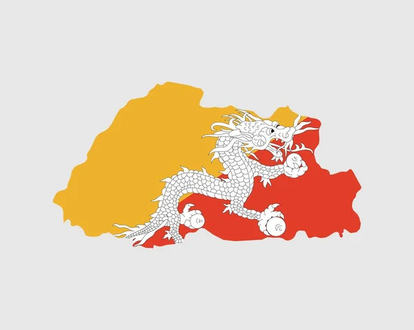 Butan Harita Bayrağı Butan Haritası Bhutanese Bayrağı Vektör Illüstrasyonu — Stok Vektör