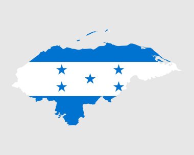 Honduras Harita Bayrağı. Honduras Cumhuriyeti haritası ve Honduras ülke bayrağı. Vektör İllüstrasyonu.