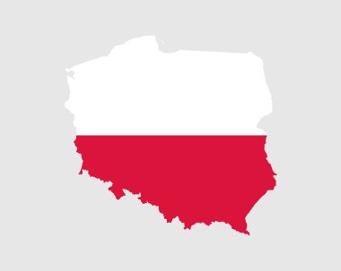 Poland Flag Map. Map of the Republic of Poland with the Polish country banner. Vector Illustration. clipart