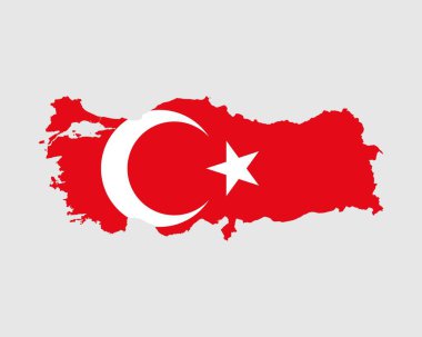 Hindi Bayrağı Haritası. Türk ülke bayrağıyla birlikte Türkiye Cumhuriyeti haritası. Vektör İllüstrasyonu.
