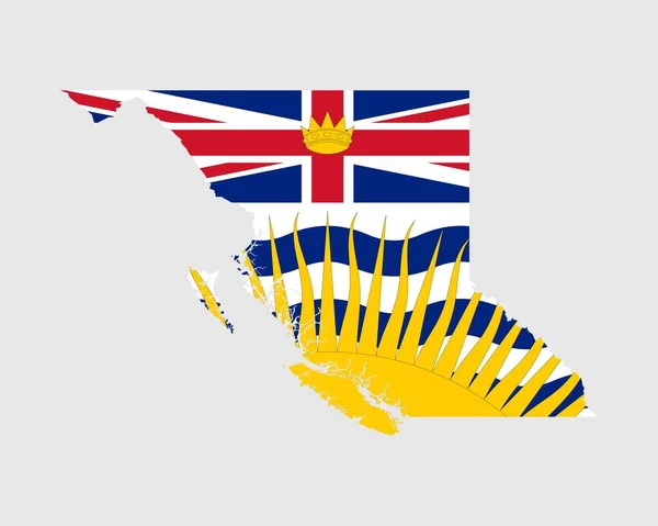 British Columbia Map Flag Inglês Mapa Colúmbia Britânica Canadá Com — Vetor de Stock