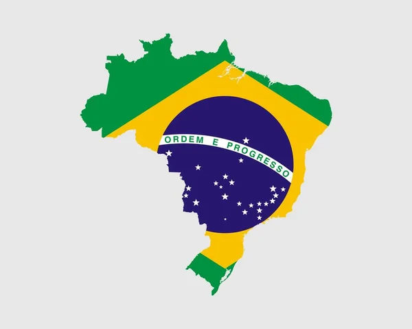 ブラジル地図旗 ブラジルの国旗を持つブラジルの地図 ベクターイラスト — ストックベクタ