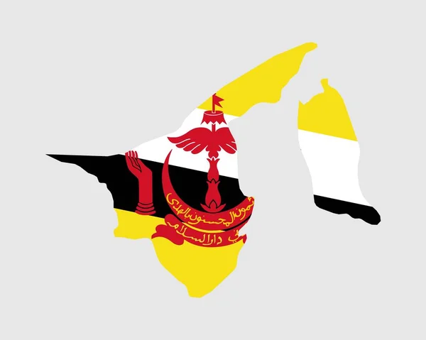 Brunei Karta Flagga Karta Över Brunei Med Bruneiens Landsflagga Vektor — Stock vektor