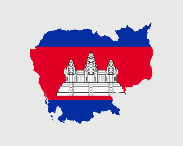 Bandeira Mapa Camboja Mapa Camboja Com Bandeira País Camboja Ilustração — Vetor de Stock