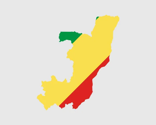 Mapa Bandeira República Congo Mapa Congo Brazzaville Com Bandeira País — Vetor de Stock
