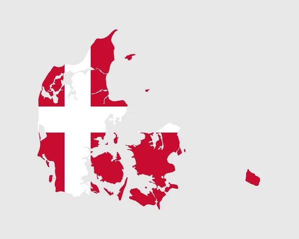 Dinamarca Mapa Bandera Mapa Danés Con Bandera Del País Danés — Archivo Imágenes Vectoriales