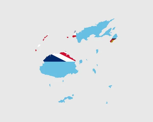 Drapeau Carte Des Fidji Carte Des Fidji Avec Bannière Pays — Image vectorielle