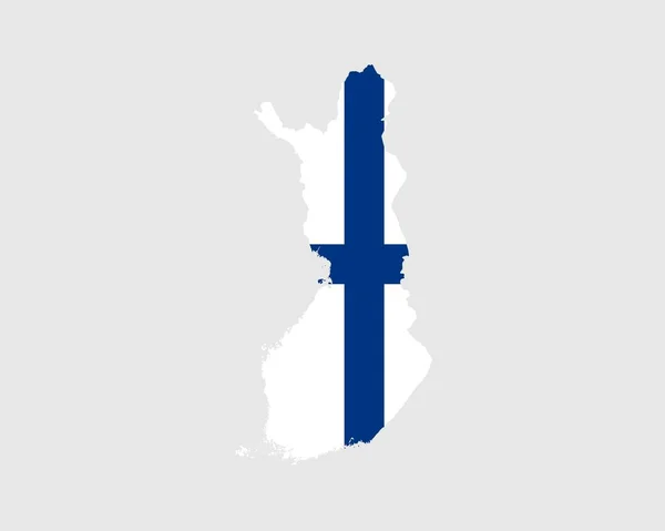 Finnország Térkép Zászló Finn Térkép Finn Ország Zászlóval Vektor Illusztráció — Stock Vector