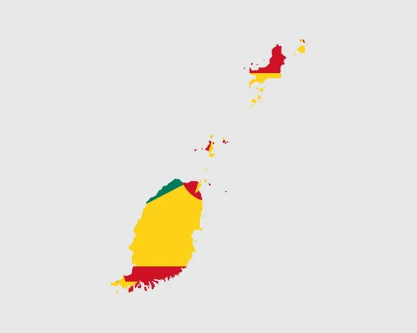 Grenada Harita Bayrağı Grenada Nın Haritası Grenadian Ülke Bayrağı Vektör — Stok Vektör