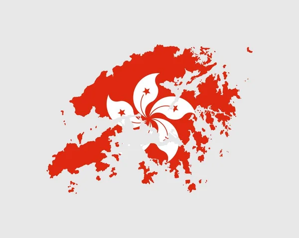 Σημαία Του Χονγκ Κονγκ Χάρτης Του Χονγκ Κονγκ Λάβαρο Του — Διανυσματικό Αρχείο