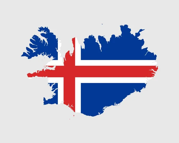 Islandia Mapa Bandera Mapa Islandia Con Bandera Del País Islandés — Vector de stock