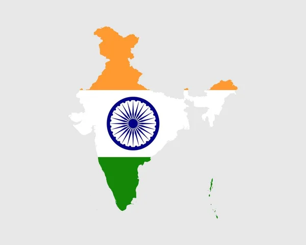 Флаг Индии Карте Карта Республики Индия Индийским Флагом Страны Векторная — стоковый вектор