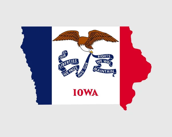 Mapa Iowa Bandera Mapa Estados Unidos Con Bandera Del Estado — Vector de stock