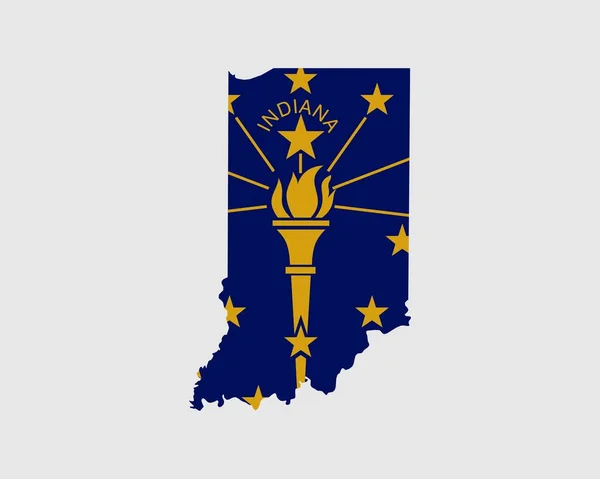 Indiana Map Flag Mapa Usa Vlajkou Státu Hoosier Spojené Státy — Stockový vektor