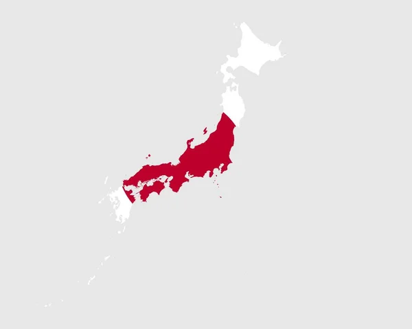 Japan Landkarte Flagge Landkarte Von Japan Mit Dem Japanischen Länderbanner — Stockvektor