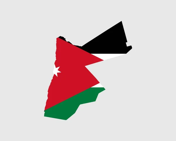 Jordan Mapa Bandeira Mapa Reino Hachemita Jordânia Com Bandeira País — Vetor de Stock