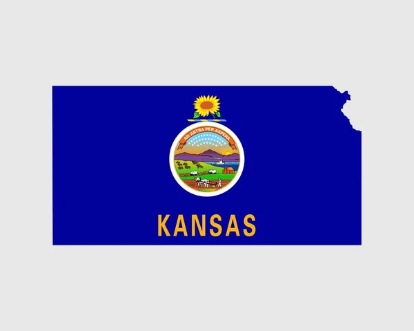 Bandeira Mapa Kansas Mapa Eua Com Bandeira Estado Estados Unidos —  Vetores de Stock